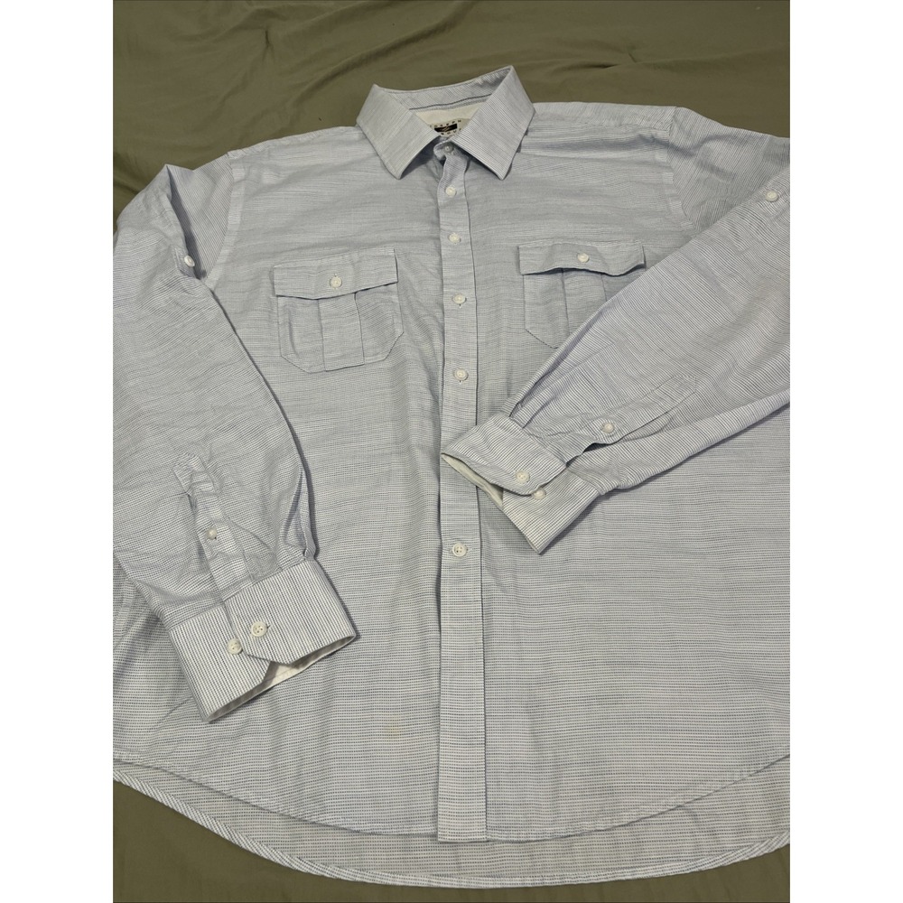 Joseph Abboud Shirt Mens 2XLT Tall Casual Pocket Button Up BluePlaid Long Sleeve